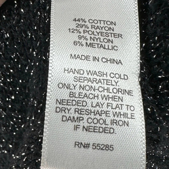 Express womens S black + metallic silver dolman sleeve v-neck sweater - Picture 7 of 8